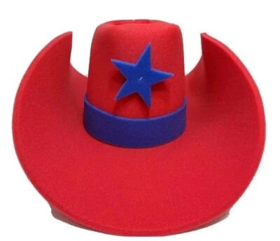 FOAM COWBOY  WESTERN big  OVERSIZED COSTUME HAT red STAR RED 24"  - Image 1 of 4
