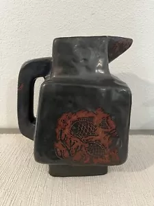 Jarra de cerámica decorativa de mediados de siglo Marianna Von Allesch barco peces arte marino - Imagen 1 de 13