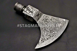 Cabeza de hacha funcional de humo de acero Damasco forjado a mano hacha vikinga hacha Tomahawk Hea - Imagen 1 de 4