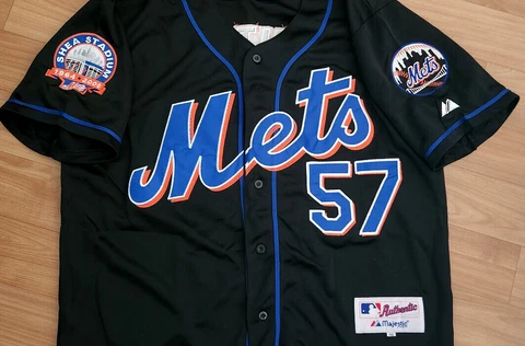 NEW TAG! 2008 New York Mets #57 Johan Santana Shea Closing patch sewn Jersey MED Cover
