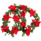 Red Flower Rattan Garland for Holiday Tabletop Decor