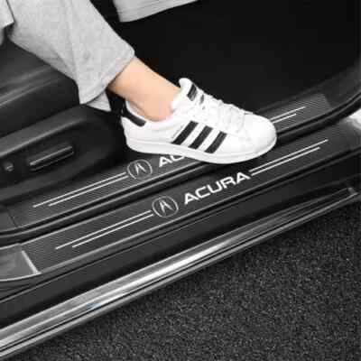 Tira de alféizar lateral de puerta de coche 4 piezas de fibra de carbono pegatina antiarañazos para Acura Foto 1 de 4