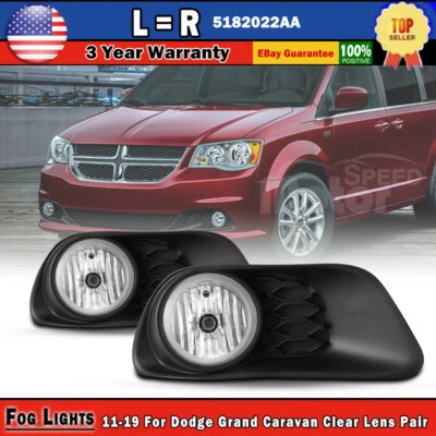 Fog Lights Bumper Lamps for 2011-2020 Dodge Grand Caravan Wiring Kit PAIR L+R Foto 1 de 4