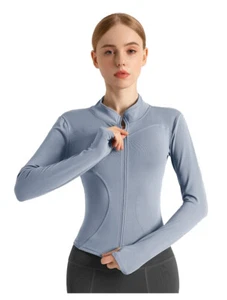 Long Sleeve Sports Jacket Women Zip Fitness Yoga Shirt Winter Warm Gym Top - Picture 1 of 35