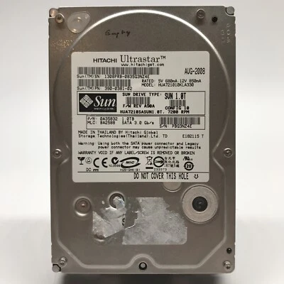 Hitachi Ultra star 1TB SATA 3.5 Hard Drive 7200 RPM MLC 3GB HUA721010KLA330 - Image 1 of 4
