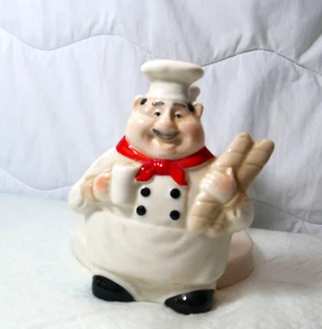 Italian Fat Chef 3D Keramik Papier Handtuch Halter Brotstangen Italienisch Rot Krawatte - Bild 1 von 7