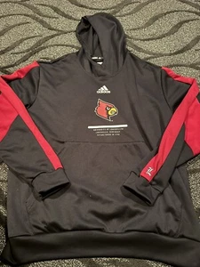 Adidas Louisville Cardinals Basketball Team Issued Black Hoodie Sweatshirt XLT - Picture 1 of 2
