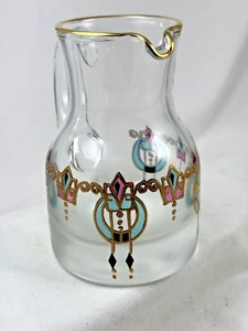 Glass Cristalica   Endless Summer  Pitcher Small Jug  Art Nouveau Arts n Crafts - Picture 1 of 9