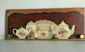 "Hecho a mano de colección con temática china pared 4 clavijas abrigo sombrero llaves estante montado en pared 20x8" - Imagen 1 de 12