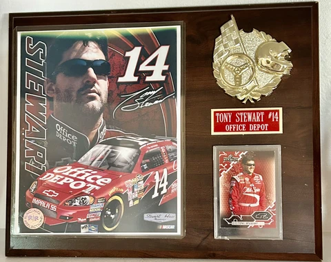 Official TONY STEWART Office Depot Winners Plaque 15x12” Press pass #14 Cover