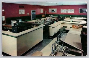 1950s White Plains, NY Emmadine Stop'N'Snack Diner, fuente de refresco postal UNP - Imagen 1 de 4