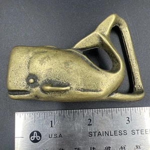 Hebilla de cinturón de ballena de latón macizo vintage dinero polla cachalote 🐳 - Imagen 1 de 5
