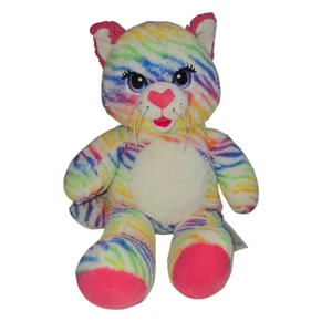 Build-A-Bear Rainbow Striped Cat Plush BAB 16 Inch Stuffed Animal - Picture 1 of 13