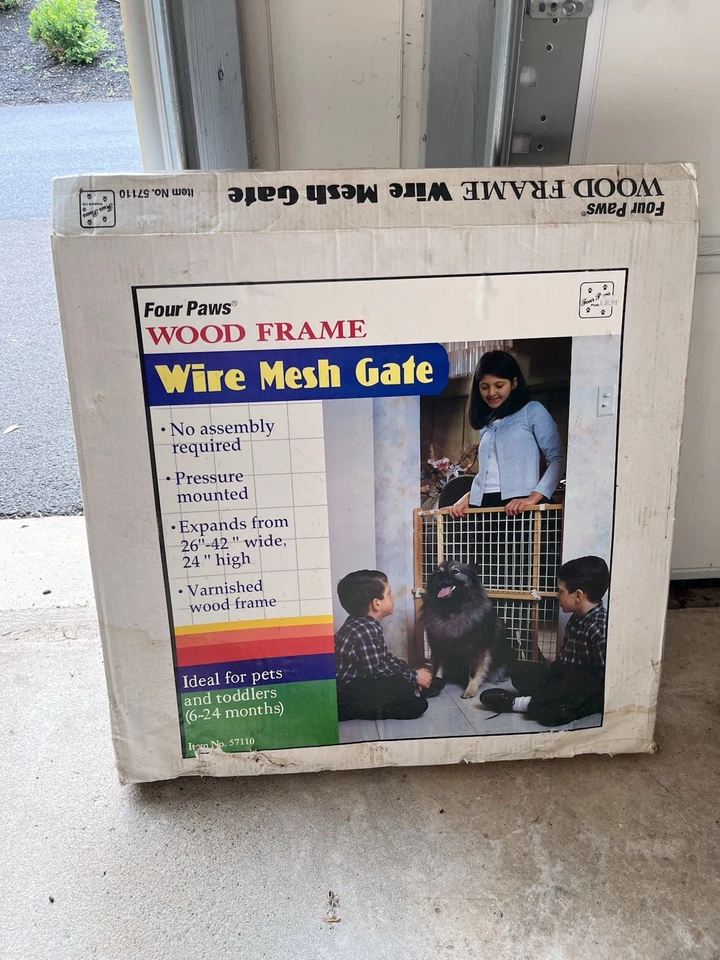 Cuatro Patas 26-42 MARCO DE MADERA Puerta de Malla de Alambre Pequeño Perro Cerca Puerta de Seguridad Blanco Foto 1 de 4