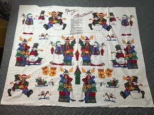 Vintage Fabric Springs Merry Christmoose & Snowman Cut & Sew Applique Panel - Picture 1 of 9