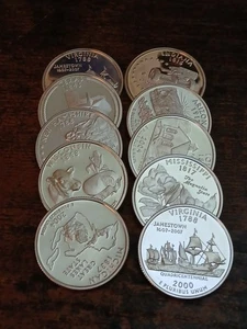 10 State Proof Quarters All San Francisco Minted 90% Silver No Junk Here BU - Picture 1 of 12