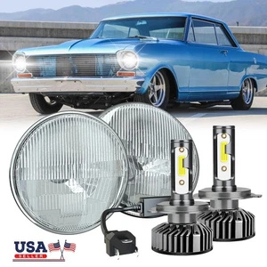 Pair 7"Round LED Headlights Hi&Lo Beam Sealed For Chevrolet Chevy Nova 1963-1978 - Picture 1 of 15