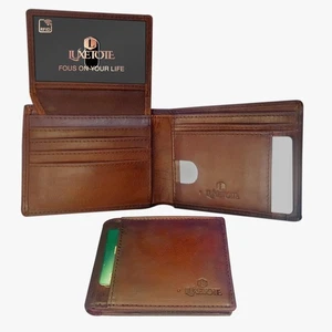 Billetera Hombre Carteras De Cuero Hombres Minimalista Delgadas Bloque Rfid Para-US - Imagen 1 de 6