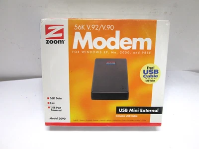 NEW Zoom 56K USB powered External Modem 3090 V.92/V.90 Data Fax XP ME 98 VINTAGE - Image 1 of 4