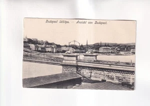 F5858) Cartolina, veduta di BUDAPEST con ponte in primo piano ANTICA - Foto 1 di 2