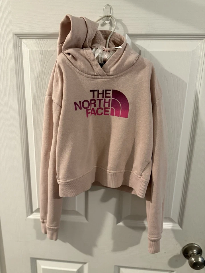 The North Face Hoodie Girls M Medium Pink Dome Fleece Line Pullover Pouch Pocket - Image 1 of 4