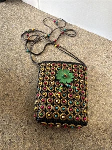 Handtasche Boho bunt Umhängetasche Perlen Portemonnaie - Bild 1 von 5