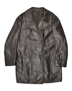 VINTAGE Womens Double Breasted Coat IT 48 XL Black AG13 - Picture 1 of 3