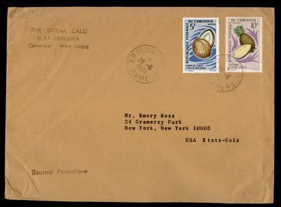 DR WHO 1969 CAMEROON FRUIT COMBO EBOLOWA TO USA k68916 - Image 1 of 2