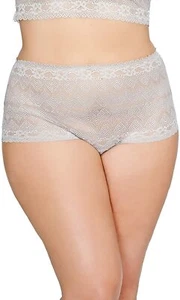Ashley Graham Womens Plus Sz Lingerie Wide Waist Lace Thong Gray Silver Rain 2X - Picture 1 of 2