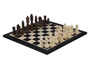 Set Scacchi in Legno con Pezzi Scacchi e Borsa Scacchi Nero 14 Pollici - Foto 1 di 3