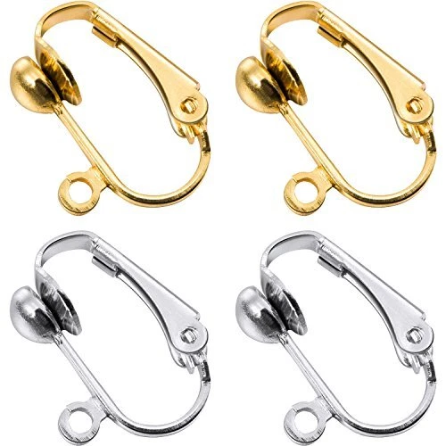 20pcs Clip-on Earring Converter Easy Open Loop DIY Studs or Pierced Gold Silver
