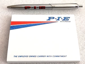 PIE Nationwide Carrier Trucking Silvertone Metal Pen & Pad Set NOS 1970s Read! - Picture 1 of 5