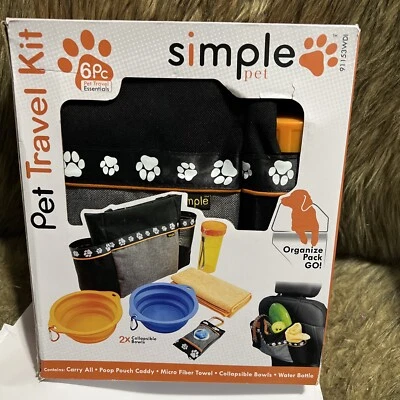 Kit de viaje para mascotas simple mascota paquete organizador de 6 piezas llevar todo perro bolso caminata nuevo en caja Foto 1 de 3