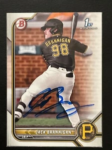 Tarjeta firmada por Jack Brannigan 2022 1st Bowman autógrafo en persona (IP) automático - Imagen 1 de 2