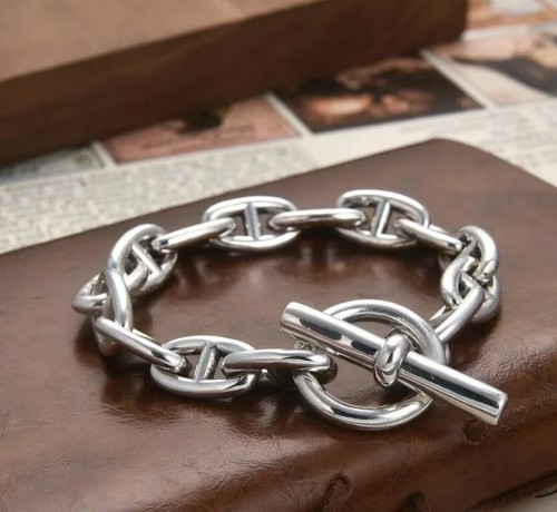 Bracciale Vintage Hermès Argento Sterling S925 Catena D'Ancre