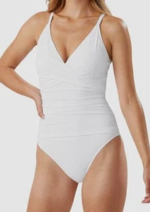 $149 Tommy Bahama Women's White Stretch Pearl One Piece Swimsuit Size 14 - Picture 1 of 3
