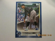 PABLO LOPEZ MARLINS 2022 TOPPS BLUE PARALLEL BASE SP CARD #644