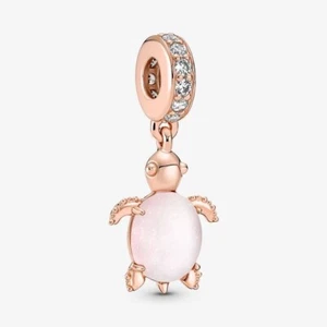 Plata de Ley Oro Rosa Tortuga Rosa Colgante Dije Mujer Pulsera Regalo Cumpleaños - Imagen 1 de 2