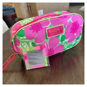 NEW Lilly Pulitzer For Estée Lauder Make Up Cosmetic Zip Pouch Case & Mirror NIP - Picture 1 of 11