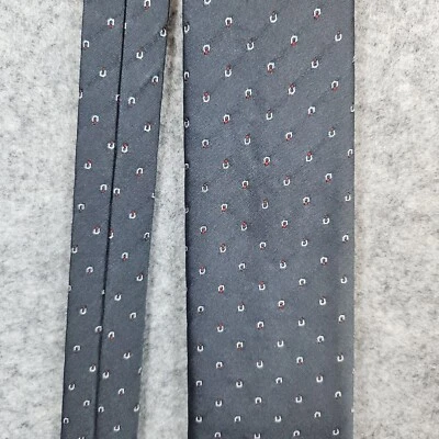 Corbata Pierre Cardin Vintage Bordado Logo Gris Estampado Geométrico 3"x52" Foto 1 de 4