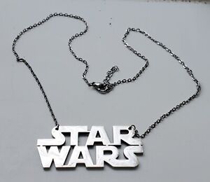 3D Star Wars Logo Silver Necklace Pendant Disney 80s 70s Retro Fantasy Old Xmas