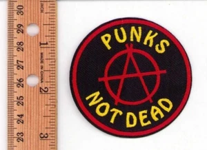 Punk's Not Dead Anarchy Circle (Iron-on/Sew) Embroidered Tall Patch New - Picture 1 of 1