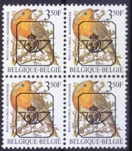 European Robin, Birds, Pre-cancel, Belgium 1986 MNH Blk 4 - Picture 1 of 1