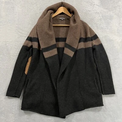 VINCE Cardigan Sweater Wool Medium /Yak/Alpaca/Cashmere Open Hooded Black/Brown - Image 1 of 4