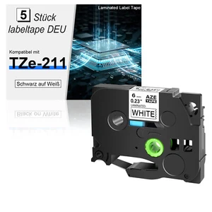 5 Stk Schriftband Brother für P-Touch TZe-211 PT-H100LB 1000 1010 H100 H105 900 - Picture 1 of 11