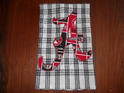 Univ Of Alabama Appliqued Kitchen or Bathroom Hand Towel Black & White with "A" Cover