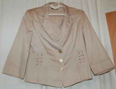 Traje Gerry Weber Mujer Talla 8 Chaqueta Falda Beige Claro Forrado Falda Mangas 3/4 Foto 1 de 4