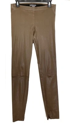 VINCE Leggings Cuero Marrón Costuras Tobillo Cremallera Pull-On Pantalones Ajustados PEQUEÑOS = 4/6 Foto 1 de 4
