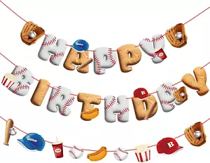 Pre-Strung Baseball Birthday Decorations, Baseball Happy Birthday Banners, Sport - Picture 1 of 12
