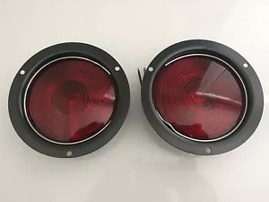 Steel Flange Mount 4" Round Red Lights Stop Turn Tail Signal Utility Trailer STT - Bild 1 von 2